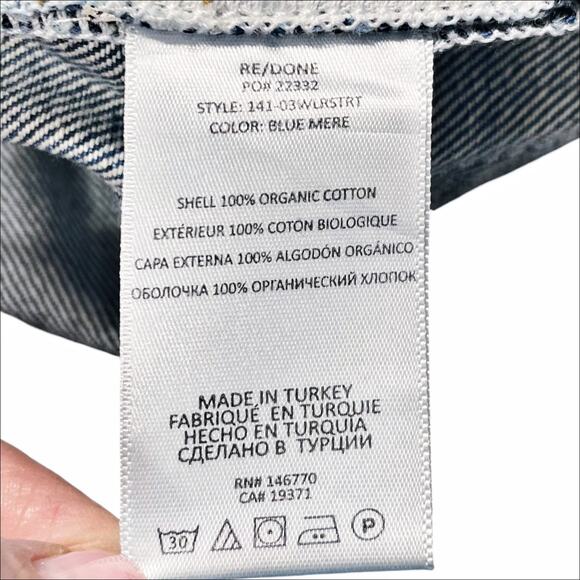 RE/DONE 70s Low Rise Straight 100% Cotton Jeans in Blue Mere Size 30 - Picture 11 of 11